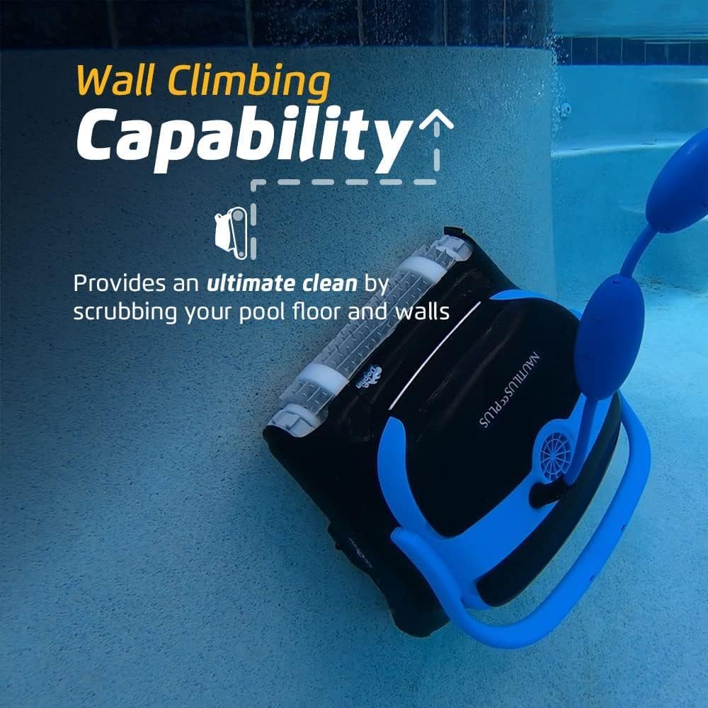 Wi-Fi Automatic Robotic Pool Vacuum Cleaner, Always Cleaning, Never Charging, with Wall Climbing Scrubber Brush, Ideal for In-Ground Pools up to 50 FT in Length