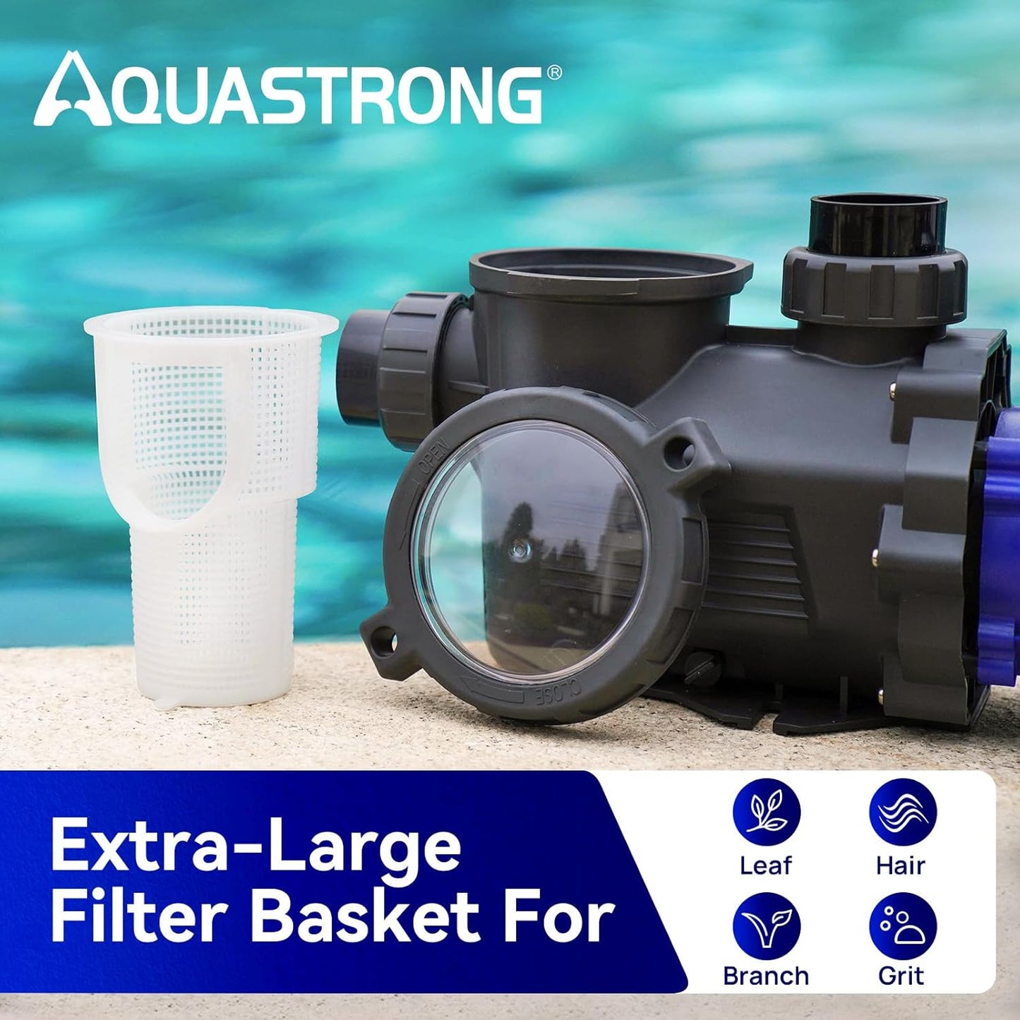 In/Above Ground Pool Pump, High Flow (with Timer, 2HP, 8917 GPH, 220V)
