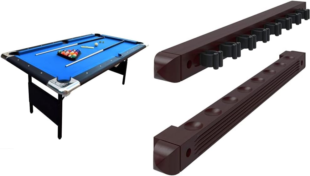 6 Ft Portable Pool Table, Adults Folding Billiards Tables for Game Room with Easy Foldable Storage, Includes Full Set of Billiard Balls, Cues, Chalk & Brush