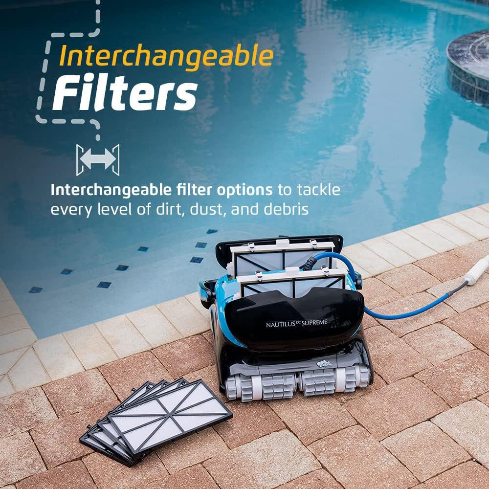 Wi-Fi Automatic Robotic Pool Vacuum Cleaner, Always Cleaning, Never Charging, with Wall Climbing Scrubber Brush, Ideal for In-Ground Pools up to 50 FT in Length