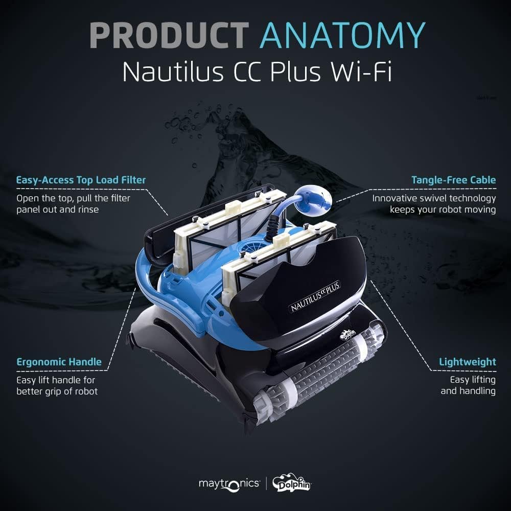 Wi-Fi Automatic Robotic Pool Vacuum Cleaner, Always Cleaning, Never Charging, with Wall Climbing Scrubber Brush, Ideal for In-Ground Pools up to 50 FT in Length