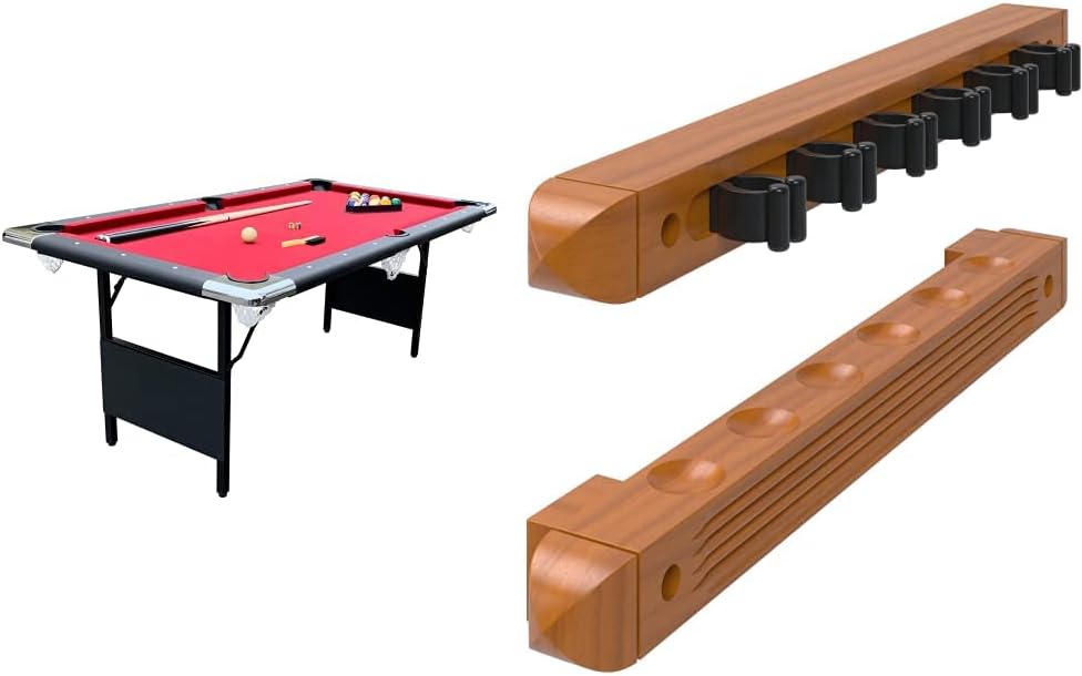6 Ft Portable Pool Table, Adults Folding Billiards Tables for Game Room with Easy Foldable Storage, Includes Full Set of Billiard Balls, Cues, Chalk & Brush