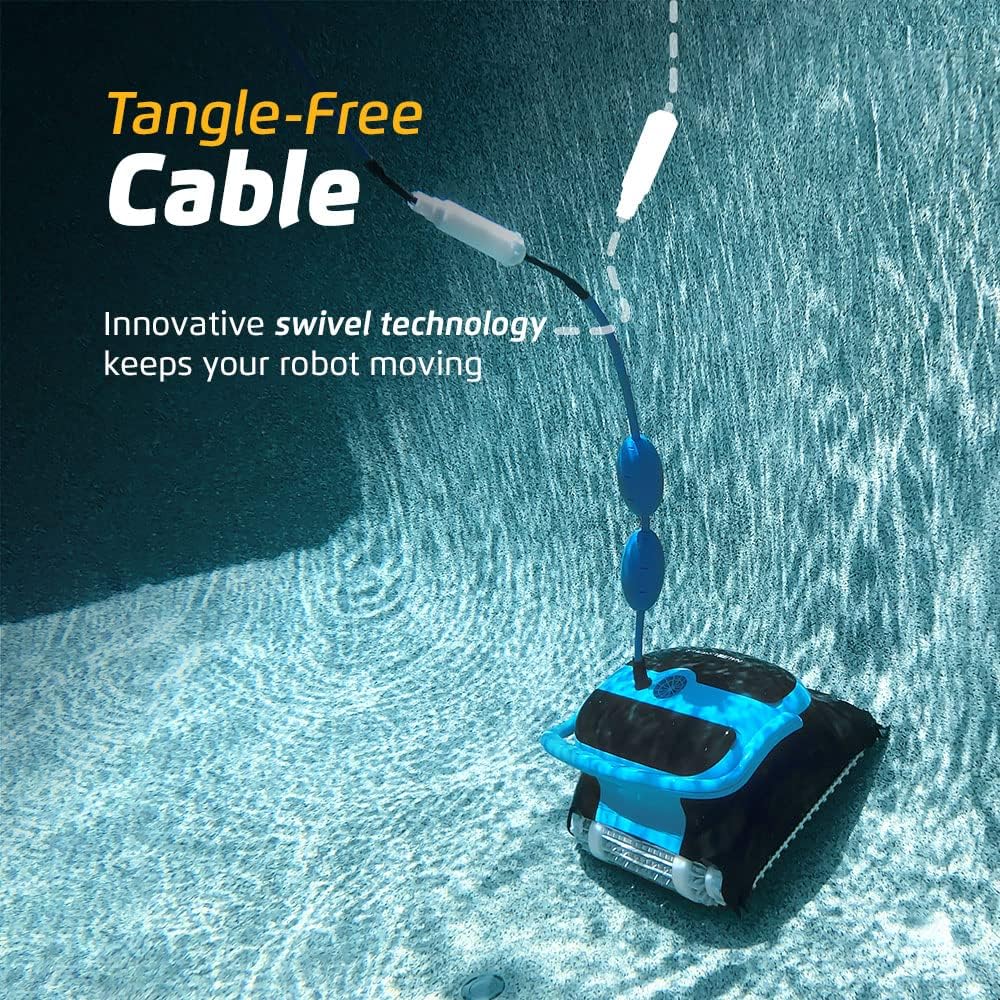 Wi-Fi Automatic Robotic Pool Vacuum Cleaner, Always Cleaning, Never Charging, with Wall Climbing Scrubber Brush, Ideal for In-Ground Pools up to 50 FT in Length