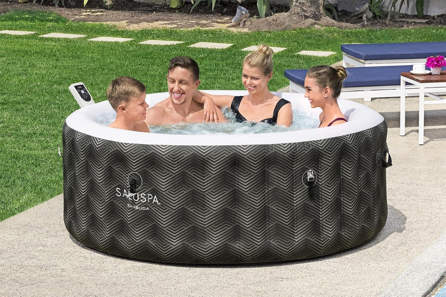 Inflatable Hot Tub Spa (71" x 26") | Portable Hot Tub with 2 Covers (1 Energy-Efficient Thermal Cover and 1 Standard Cover) | Fits Up to 2-4 Persons | Black