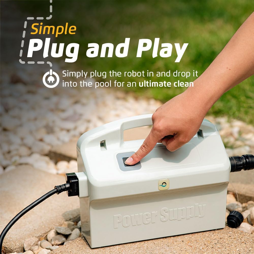 Wi-Fi Automatic Robotic Pool Vacuum Cleaner, Always Cleaning, Never Charging, with Wall Climbing Scrubber Brush, Ideal for In-Ground Pools up to 50 FT in Length
