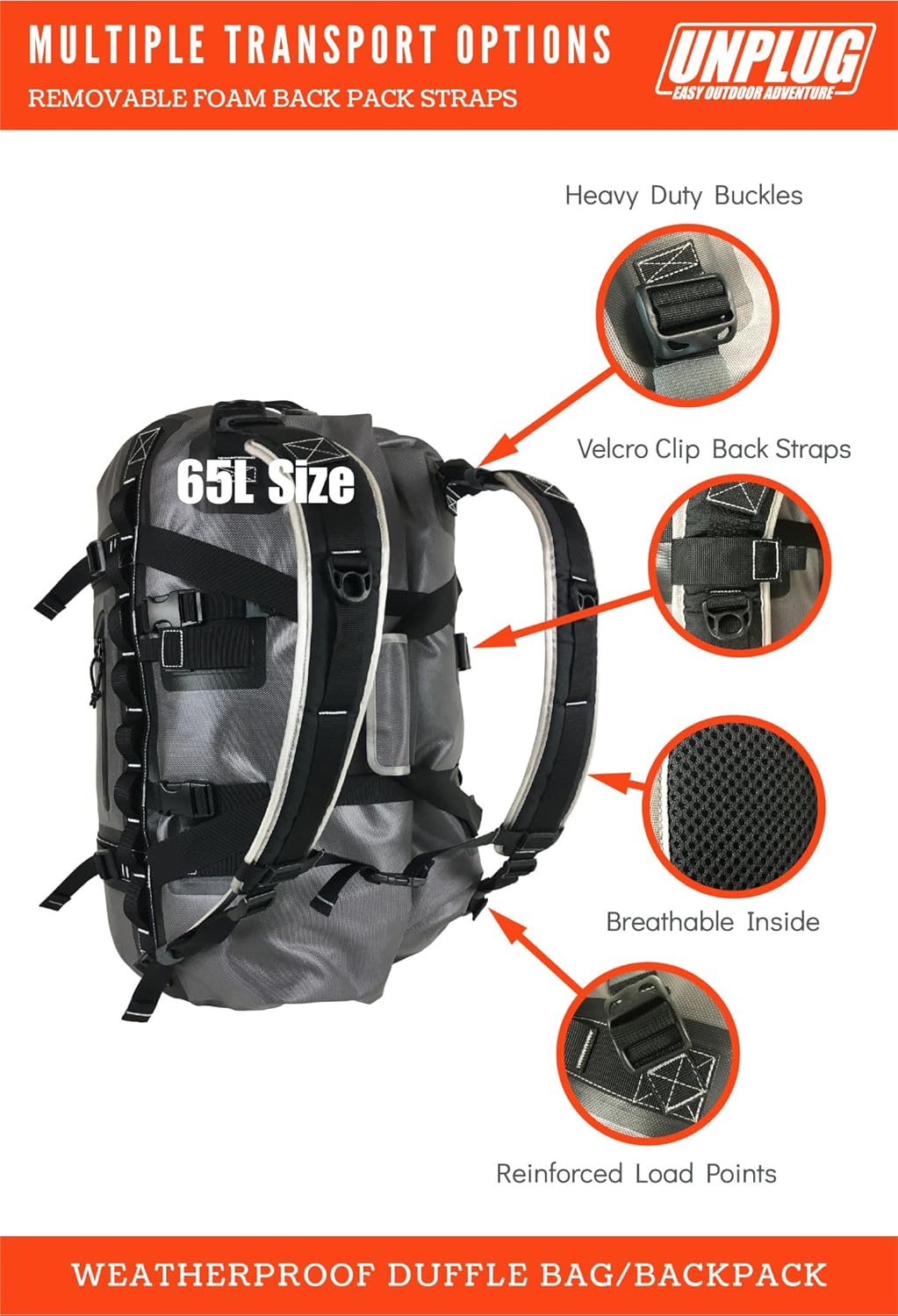 Ultimate Adventure Bag -1680D Heavy Duty Waterproof Travel Duffel Bags for Camping, Motorcycle Dry Bag, Waterproof Bags for Boating, Waterproof Duffle Backpack,Tactical Duffle Bag