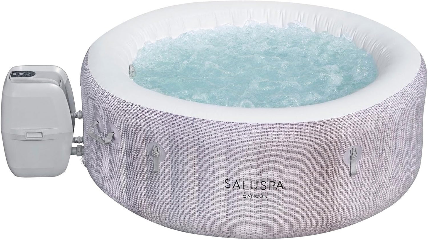 Large Round 2 to 4 Person Inflatable Hot Tub Portable Outdoor Spa with 120 AirJets and EnergySense Cover, Grey