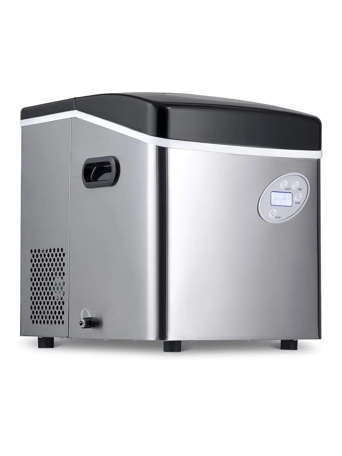 Portable Ice Maker 50 lb. Daily, 12 Cubes in Under 7 Minutes - Compact Countertop Design - 3 Size Bullet Shaped Ice - for Kitchen/Office/RV/Bar - Stainless Steel