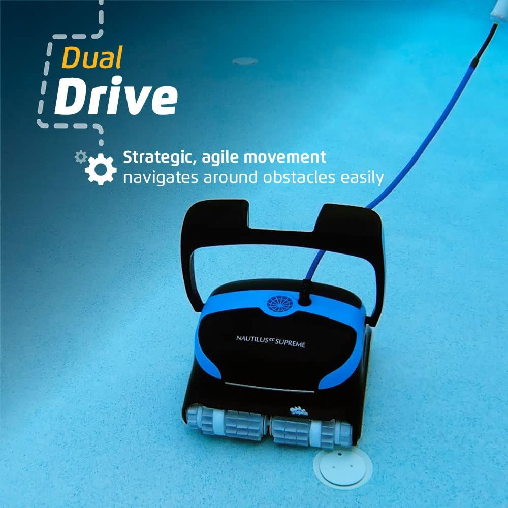 Wi-Fi Automatic Robotic Pool Vacuum Cleaner, Always Cleaning, Never Charging, with Wall Climbing Scrubber Brush, Ideal for In-Ground Pools up to 50 FT in Length