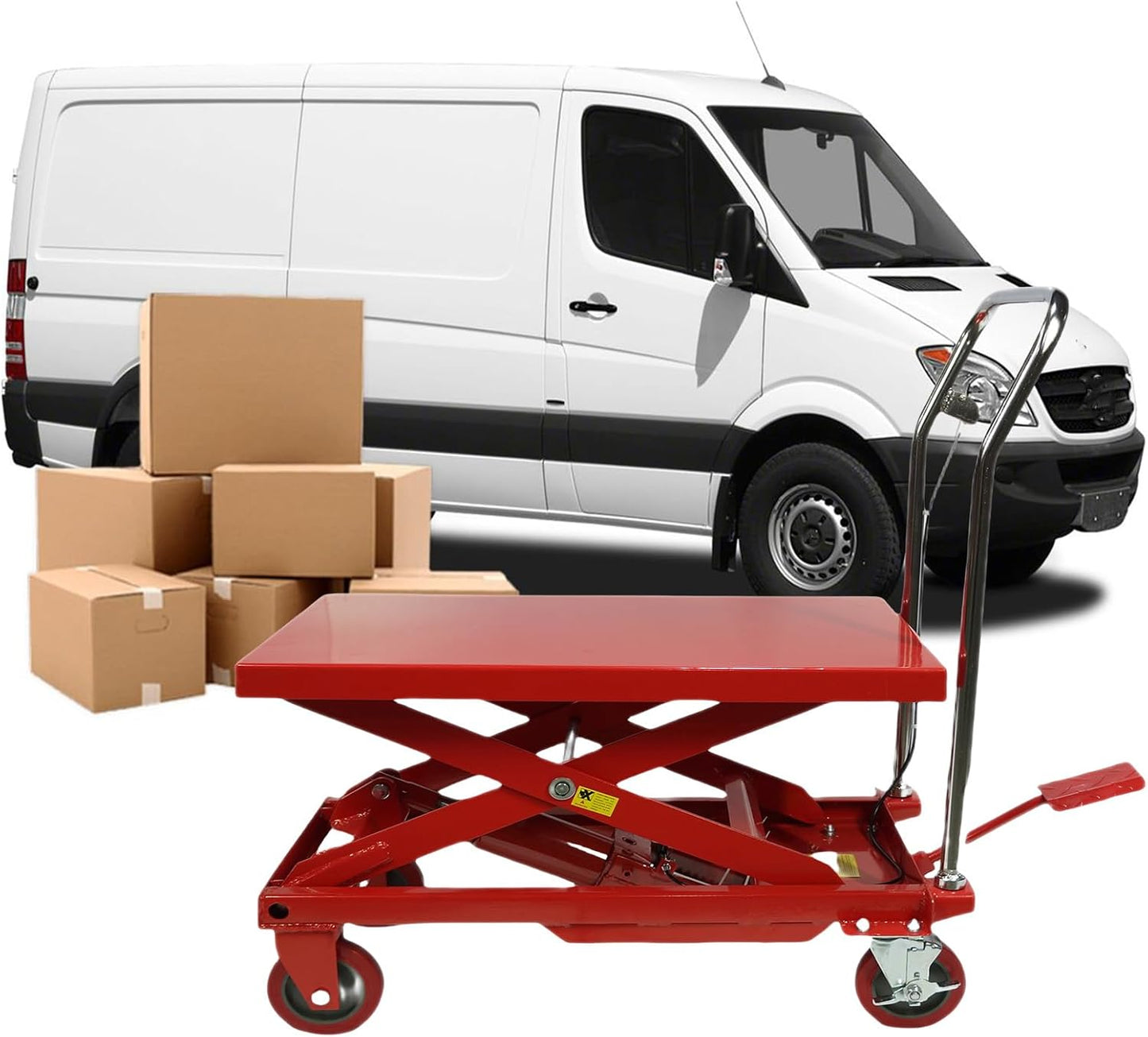 660LBS Hydraulic Lift Table Cart – 31" Lift Height, Double Scissor Design with 4 Wheels & Non-Slip Pad for Material Handling