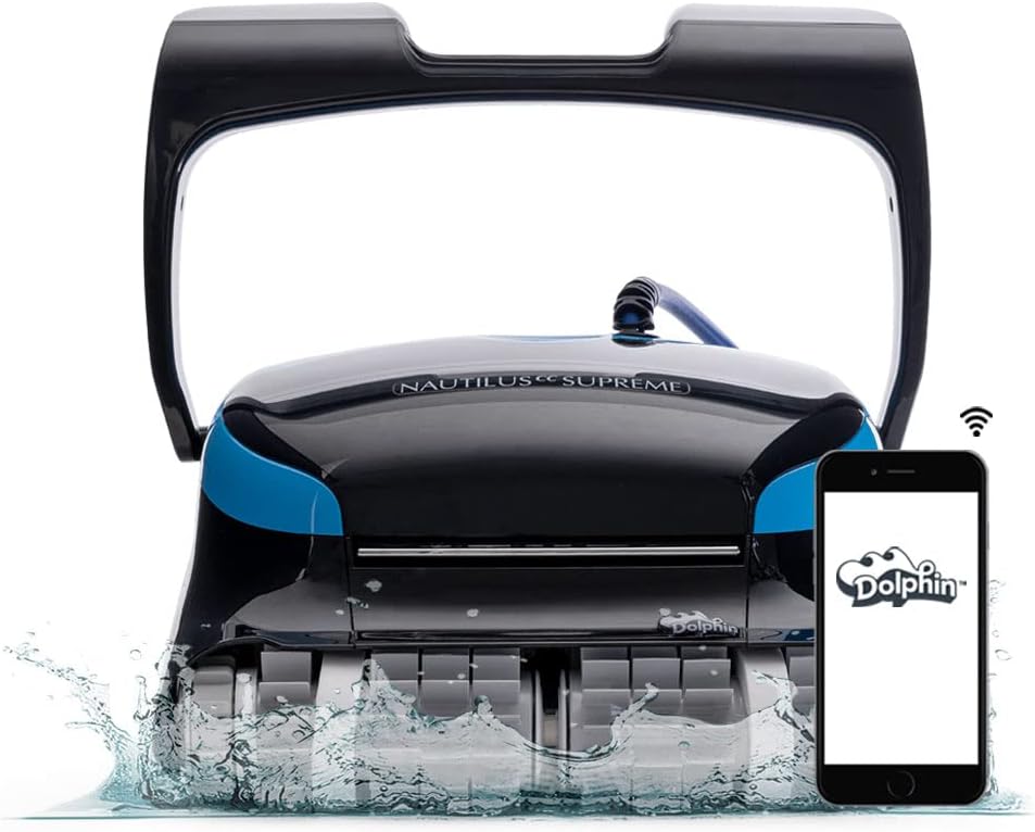 Wi-Fi Automatic Robotic Pool Vacuum Cleaner, Always Cleaning, Never Charging, with Wall Climbing Scrubber Brush, Ideal for In-Ground Pools up to 50 FT in Length
