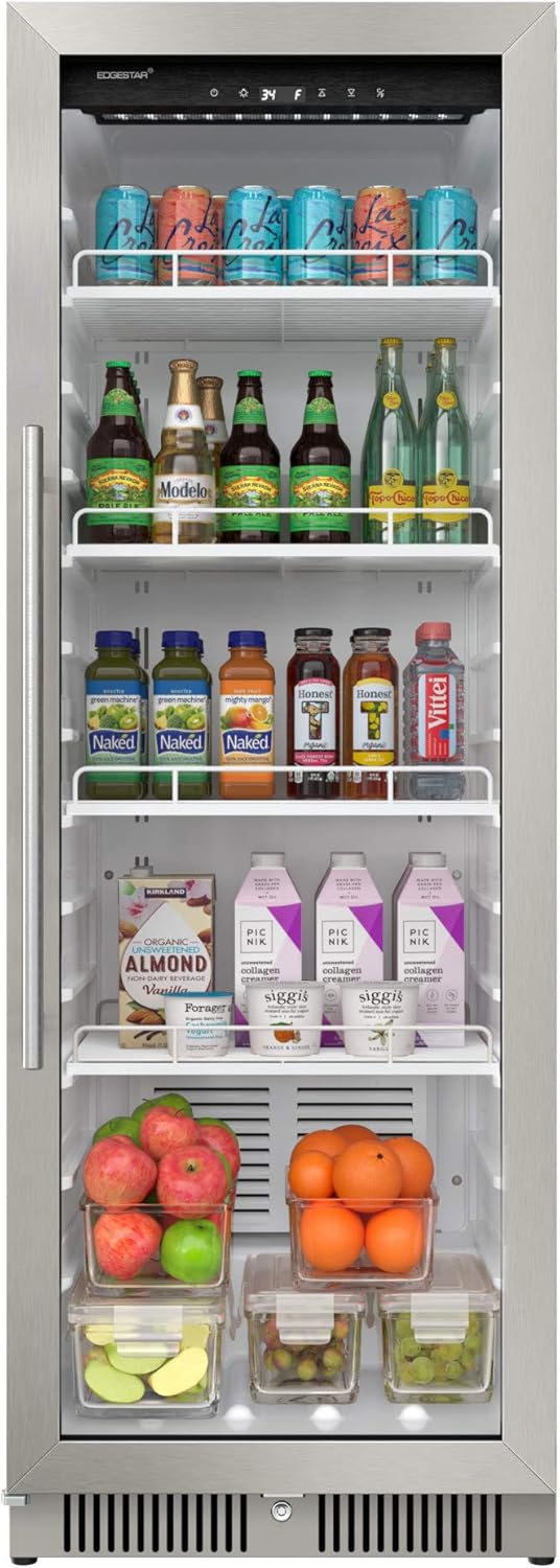 22" Wide 10.1 Cu. Ft. Commercial Beverage Merchandiser – Stainless Steel, Temp Alarm, Reversible Door