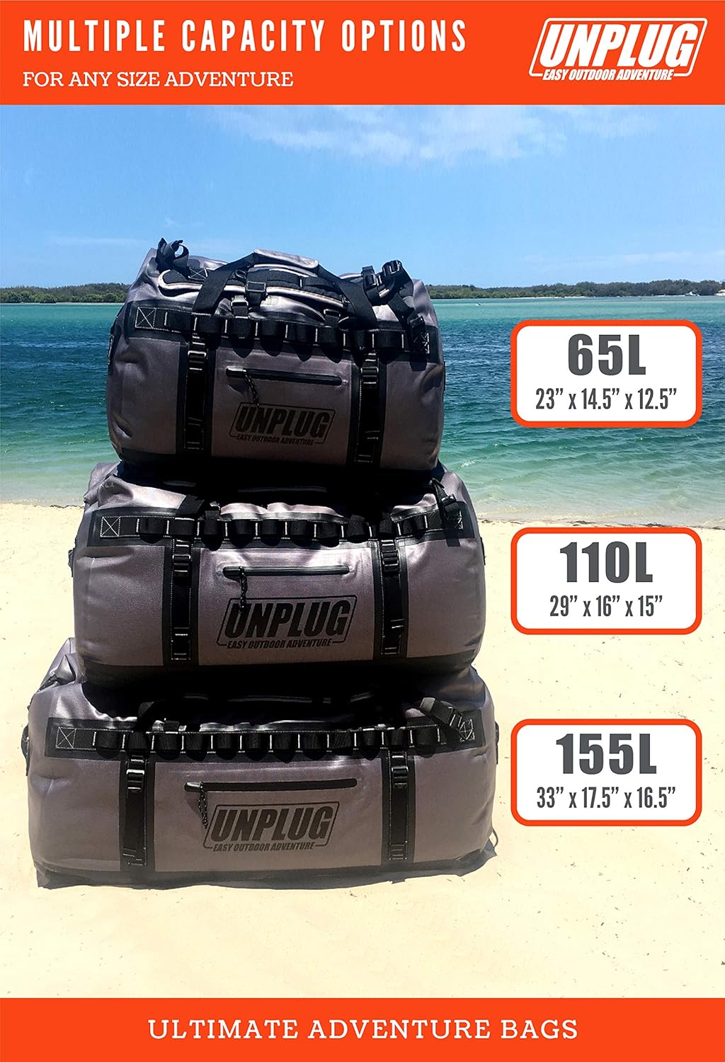Ultimate Adventure Bag -1680D Heavy Duty Waterproof Travel Duffel Bags for Camping, Motorcycle Dry Bag, Waterproof Bags for Boating, Waterproof Duffle Backpack,Tactical Duffle Bag