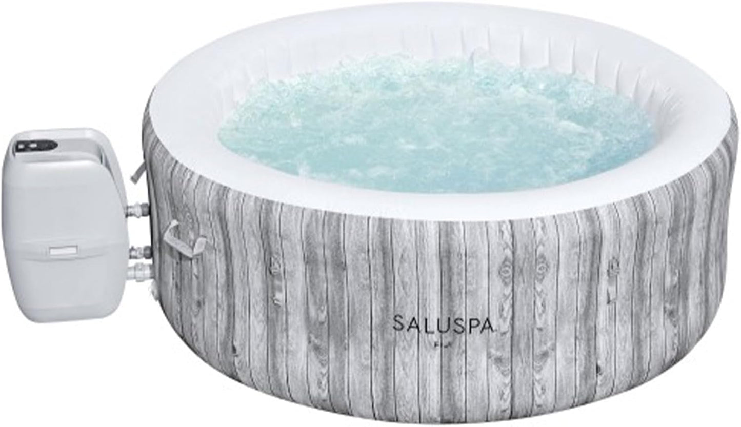 Large Round 2 to 4 Person Inflatable Hot Tub Portable Outdoor Spa with 120 AirJets and EnergySense Cover, Grey