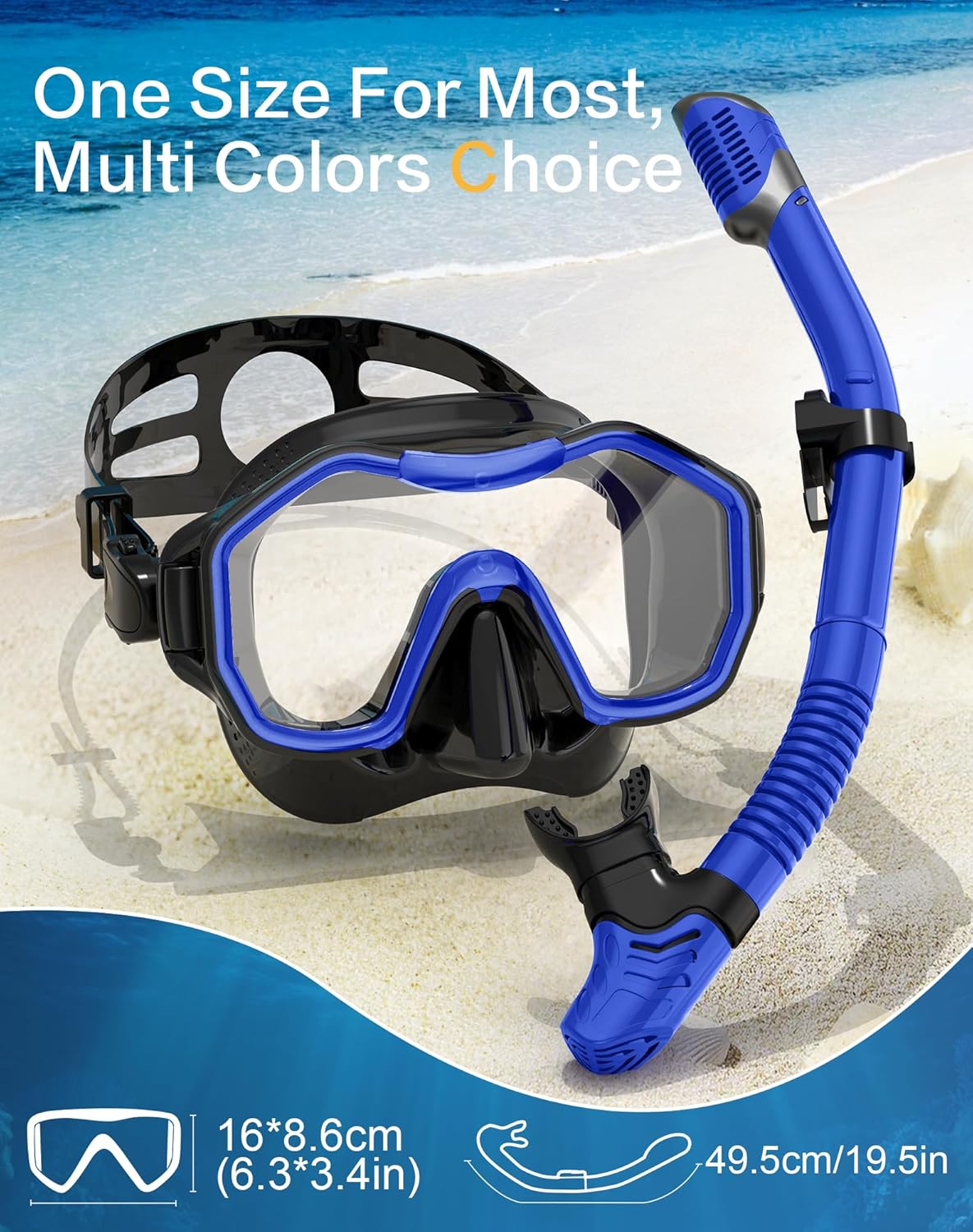 Snorkeling Gear for Adults, Dry-Top Snorkel Set, 180°Panoramic Wide View Diving Mask Breathing Freely Snorkel Mask for Snorkeling Scuba Diving Swimming Travel