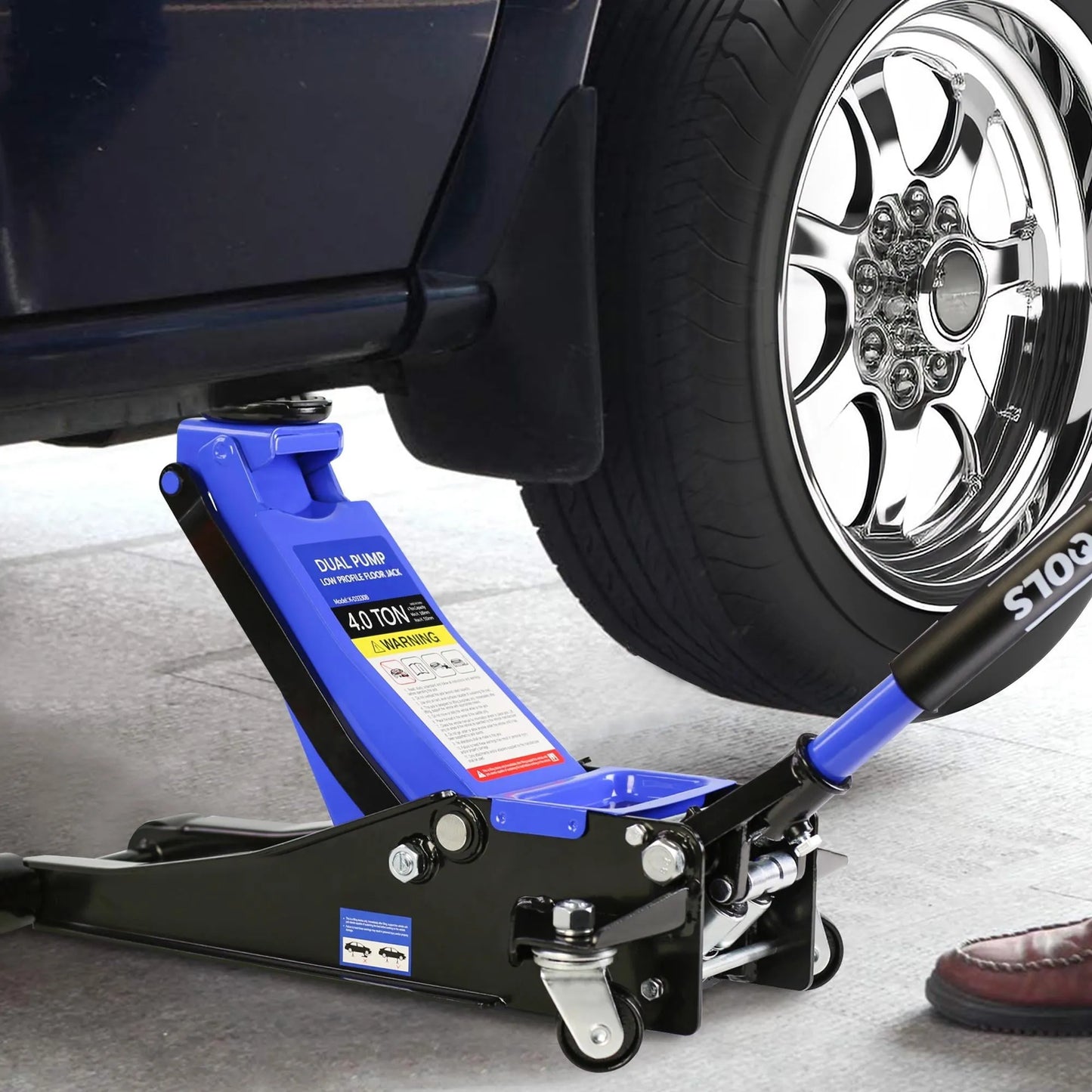 4-Ton Floor Jack, Low Profile Car Jack, Heavy-Duty Trolley Jack Car Lift with Dual Pump Pistons, Lifting Range 4"-21", 8000LBS