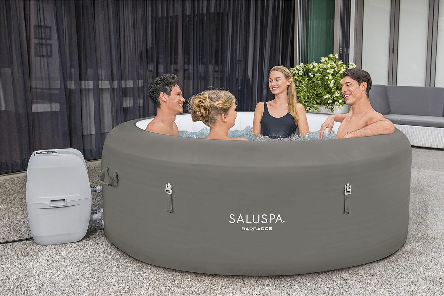 Inflatable Hot Tub Spa (71" x 26") | Portable Hot Tub with 2 Covers (1 Energy-Efficient Thermal Cover and 1 Standard Cover) | Fits Up to 2-4 Persons | Black
