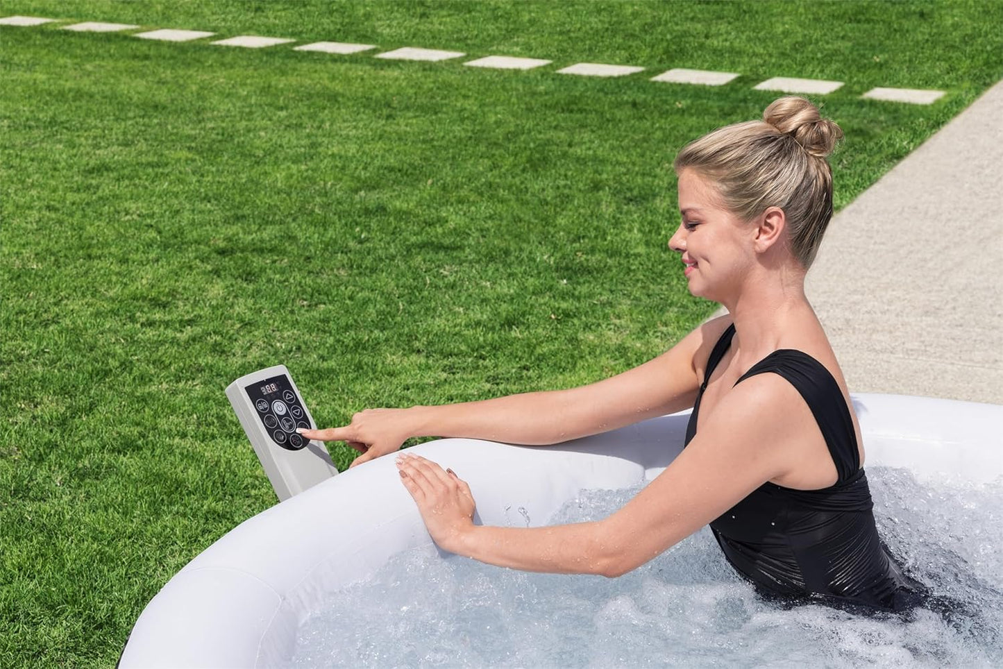 Inflatable Hot Tub Spa (71" x 26") | Portable Hot Tub with 2 Covers (1 Energy-Efficient Thermal Cover and 1 Standard Cover) | Fits Up to 2-4 Persons | Black
