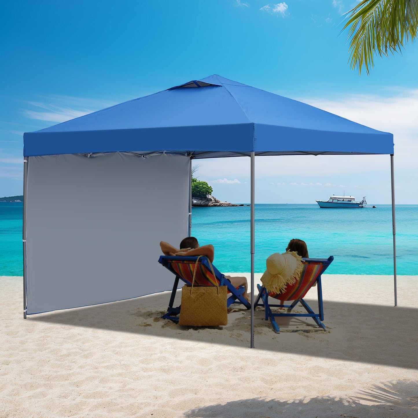 10x10 Pop Up Canopy Tent, Outdoor Canopy Tent, Patio Tent,Commercial Instant Gazebos,4 Sidewalls, Portable Shelter Canopies, with 4 sandbags, Blue.