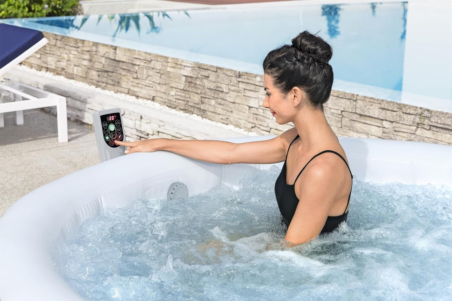 Inflatable Hot Tub Spa (71" x 26") | Portable Hot Tub with 2 Covers (1 Energy-Efficient Thermal Cover and 1 Standard Cover) | Fits Up to 2-4 Persons | Black