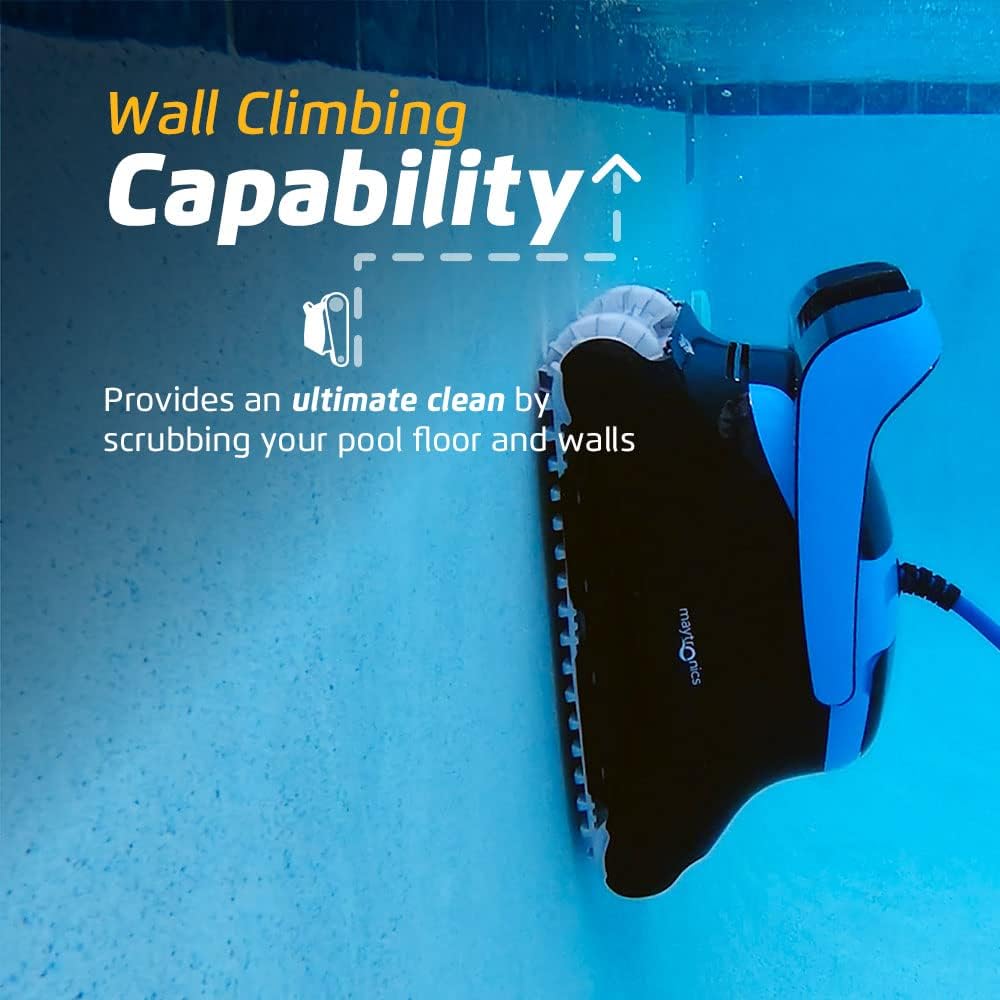 Wi-Fi Automatic Robotic Pool Vacuum Cleaner, Always Cleaning, Never Charging, with Wall Climbing Scrubber Brush, Ideal for In-Ground Pools up to 50 FT in Length
