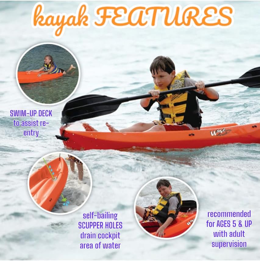 6' Youth Kayak with Paddle. Designed for Stability and Safety, It's The Perfect Choice for Young Paddlers Ready to Conquer The Water