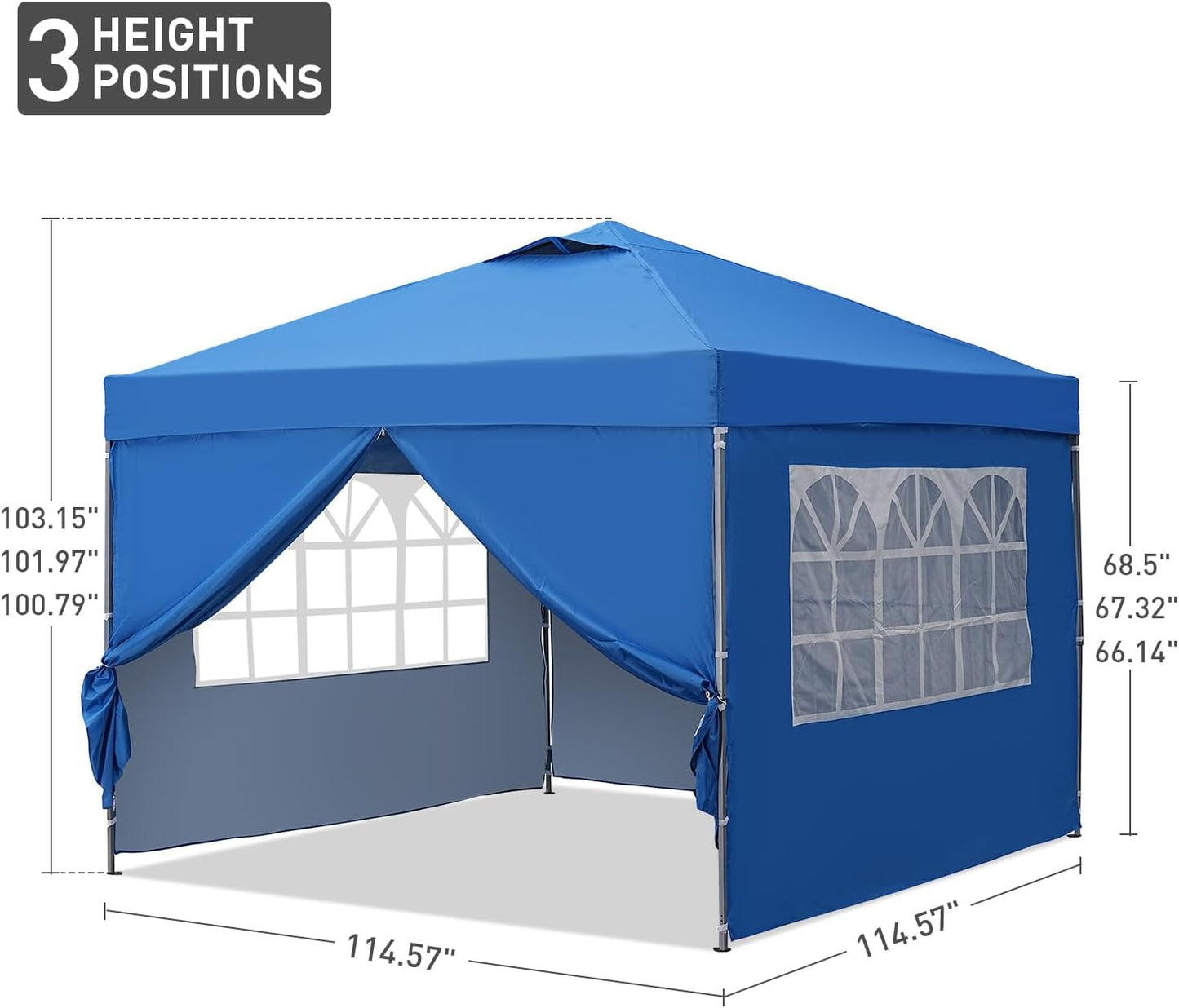 10x10 Pop Up Canopy Tent, Outdoor Canopy Tent, Patio Tent,Commercial Instant Gazebos,4 Sidewalls, Portable Shelter Canopies, with 4 sandbags, Blue.