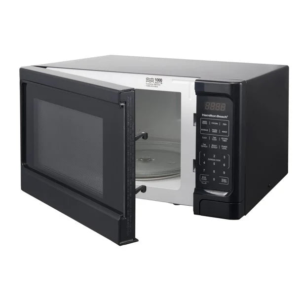 1.1 Cu. Ft. Sleek Black Digital Microwave - Effortless Touchpad Controls.