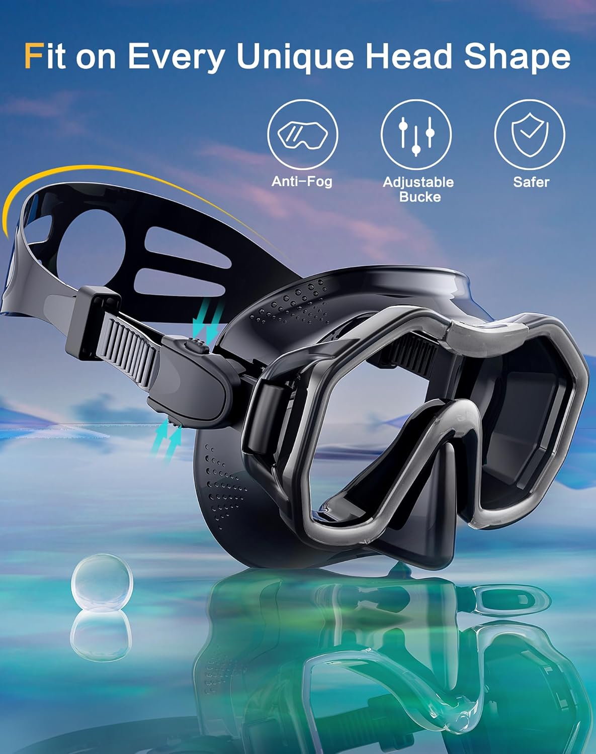 Snorkeling Gear for Adults, Dry-Top Snorkel Set, 180°Panoramic Wide View Diving Mask Breathing Freely Snorkel Mask for Snorkeling Scuba Diving Swimming Travel