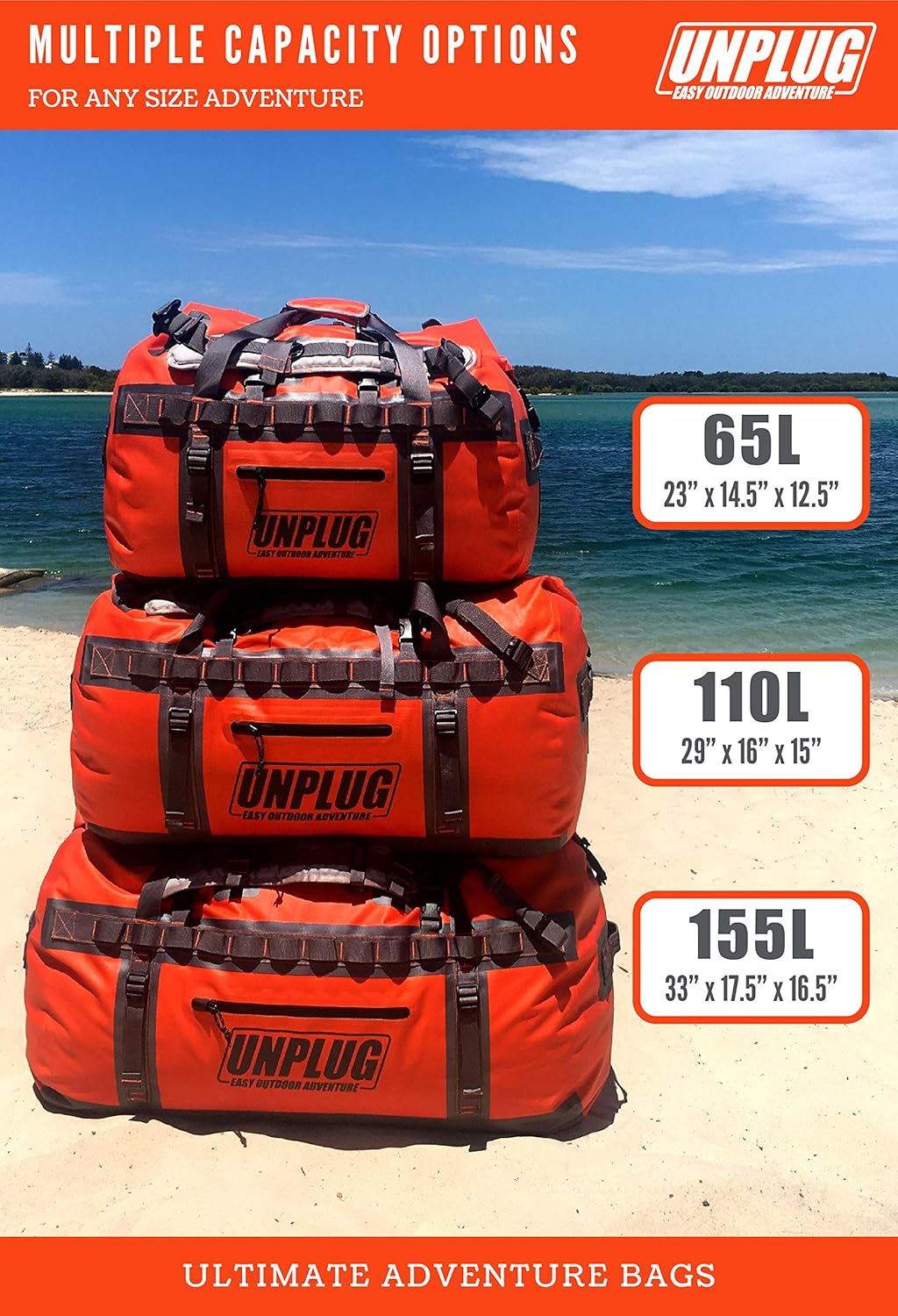 Ultimate Adventure Bag -1680D Heavy Duty Waterproof Travel Duffel Bags for Camping, Motorcycle Dry Bag, Waterproof Bags for Boating, Waterproof Duffle Backpack,Tactical Duffle Bag