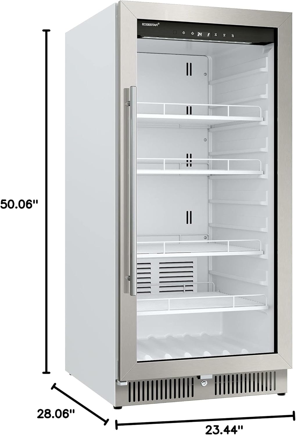 22" Wide 10.1 Cu. Ft. Commercial Beverage Merchandiser – Stainless Steel, Temp Alarm, Reversible Door