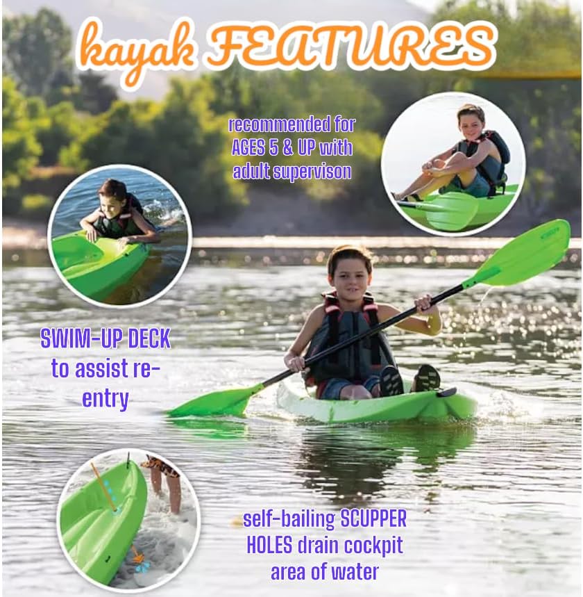 6' Youth Kayak with Paddle. Designed for Stability and Safety, It's The Perfect Choice for Young Paddlers Ready to Conquer The Water