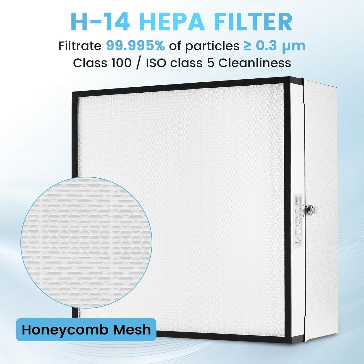 Laminar Flow Hood, H-14 HEPA Filter with Safety Locks, Class 100/ ISO Class 5 Cleanliness, Fan Filter Unit 22.6x22.6in Flow Hood Mycology/Clean Room/Laboratory 110V