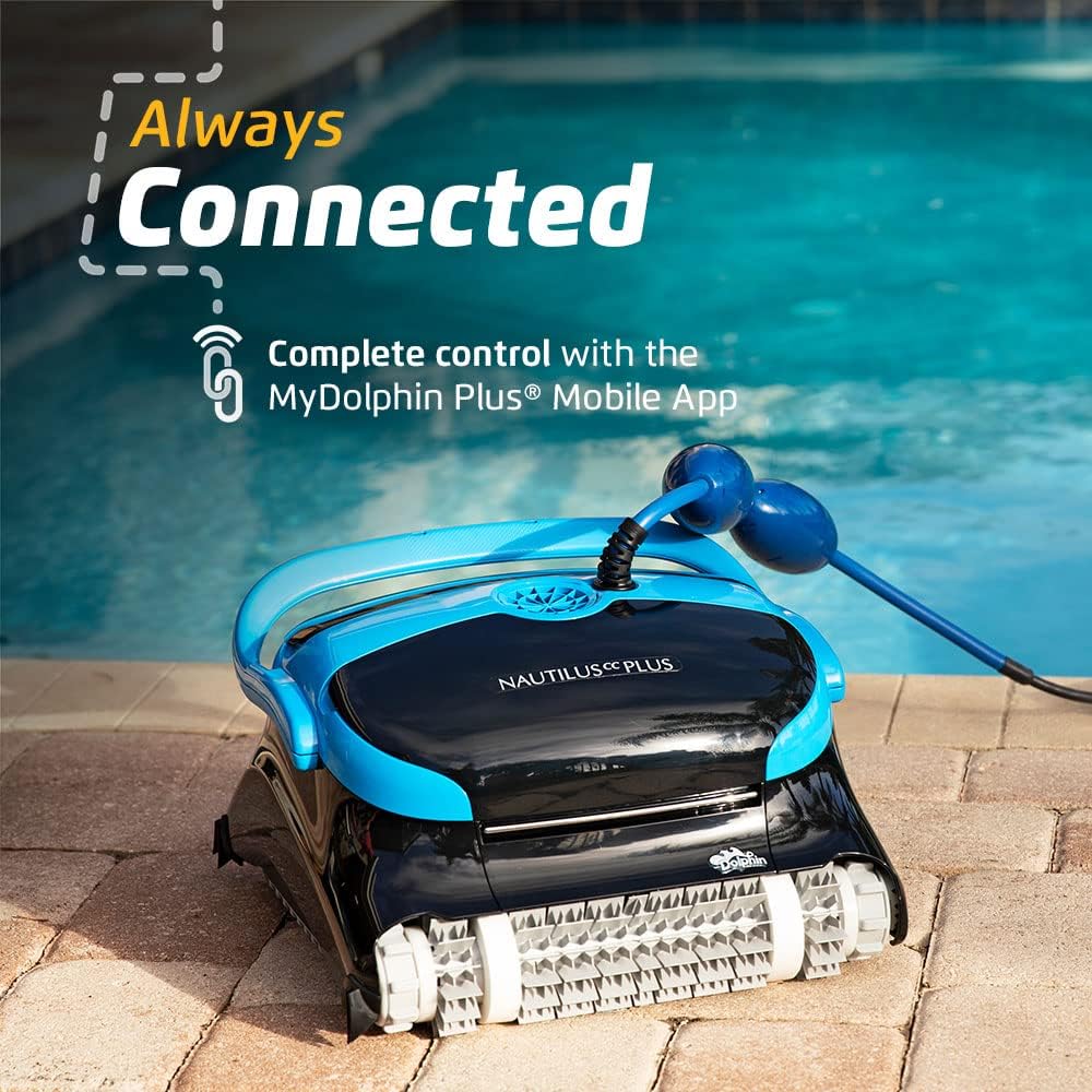 Wi-Fi Automatic Robotic Pool Vacuum Cleaner, Always Cleaning, Never Charging, with Wall Climbing Scrubber Brush, Ideal for In-Ground Pools up to 50 FT in Length