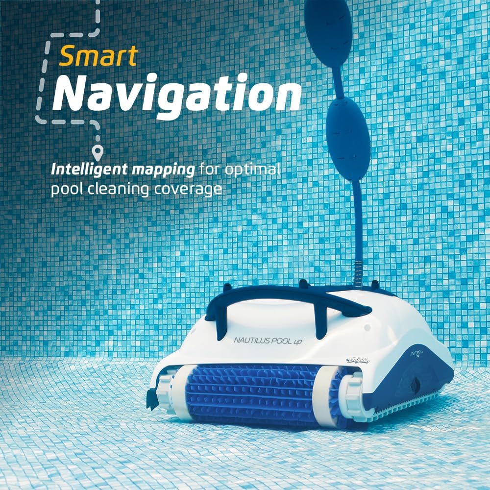 Wi-Fi Automatic Robotic Pool Vacuum Cleaner, Always Cleaning, Never Charging, with Wall Climbing Scrubber Brush, Ideal for In-Ground Pools up to 50 FT in Length