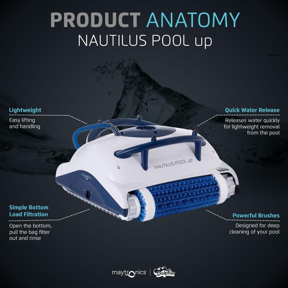 Wi-Fi Automatic Robotic Pool Vacuum Cleaner, Always Cleaning, Never Charging, with Wall Climbing Scrubber Brush, Ideal for In-Ground Pools up to 50 FT in Length