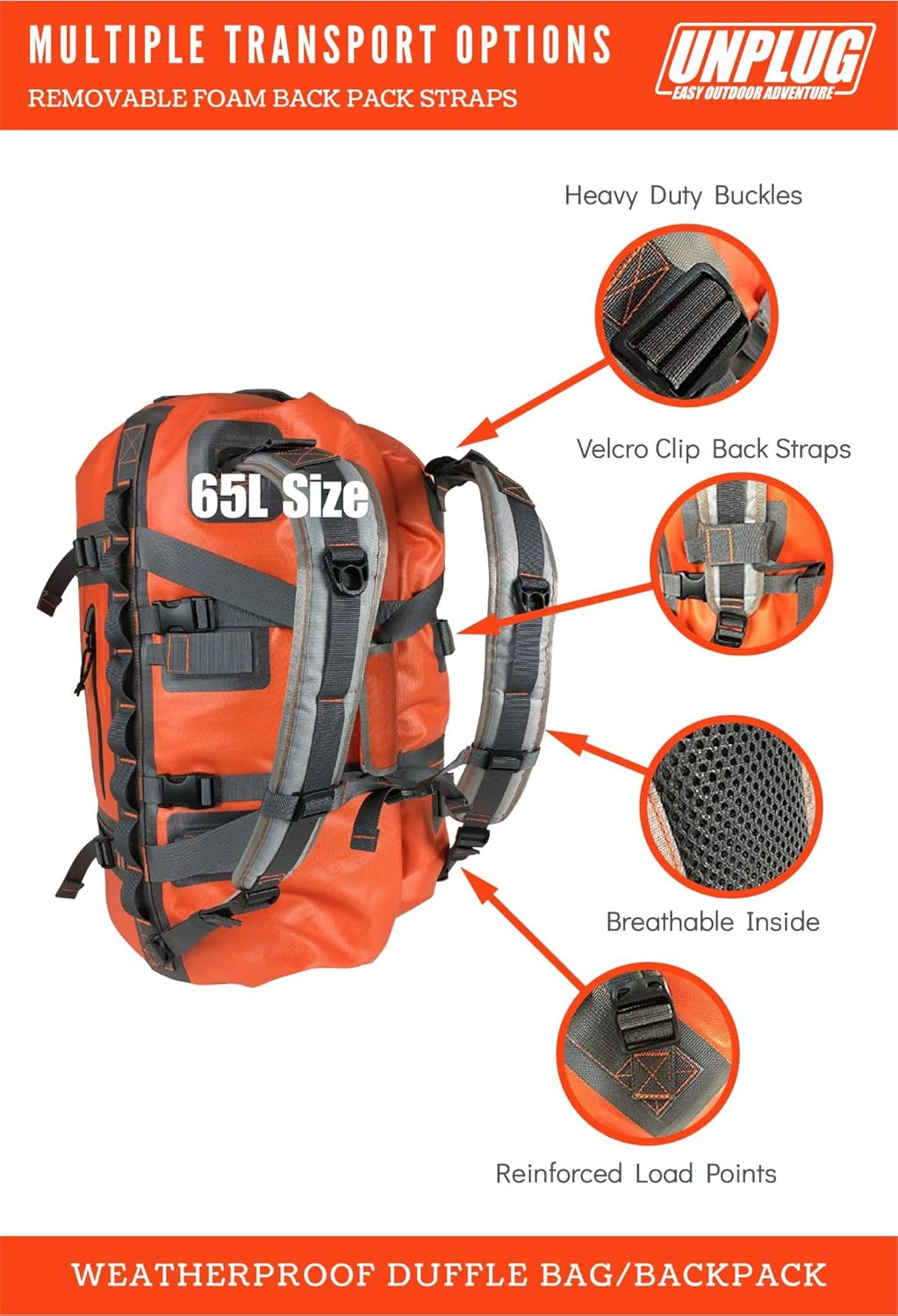 Ultimate Adventure Bag -1680D Heavy Duty Waterproof Travel Duffel Bags for Camping, Motorcycle Dry Bag, Waterproof Bags for Boating, Waterproof Duffle Backpack,Tactical Duffle Bag