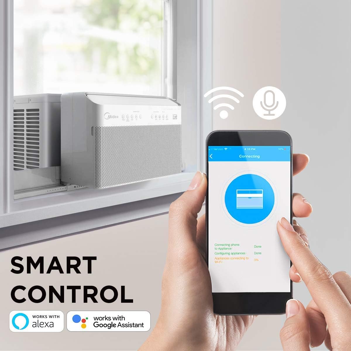 U-Shaped Inverter Window Air Conditioner 12,000BTU with Open Window Flexibility, Robust Installation,Extreme Quiet, 35% Energy Saving, Smart Control, Alexa, Remote, Bracket Included.