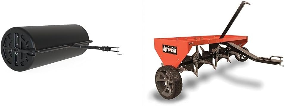18" x 48" Tow Behind Poly Lawn Roller 550 lbs Weight with Water, Poly Drum and Steel Frame, with Plug. Designed for Lawn and Garden Tractors