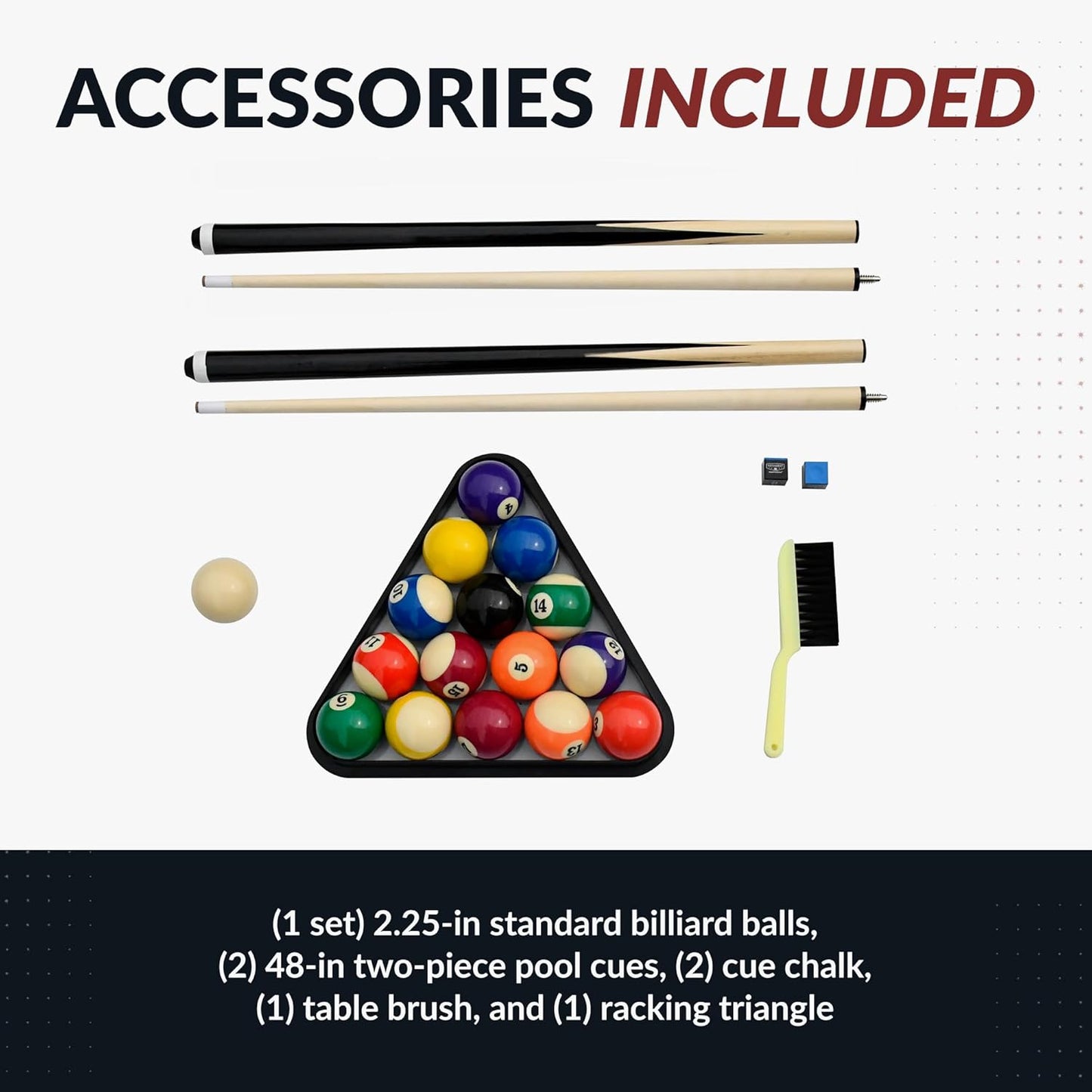 6 Ft Portable Pool Table, Adults Folding Billiards Tables for Game Room with Easy Foldable Storage, Includes Full Set of Billiard Balls, Cues, Chalk & Brush