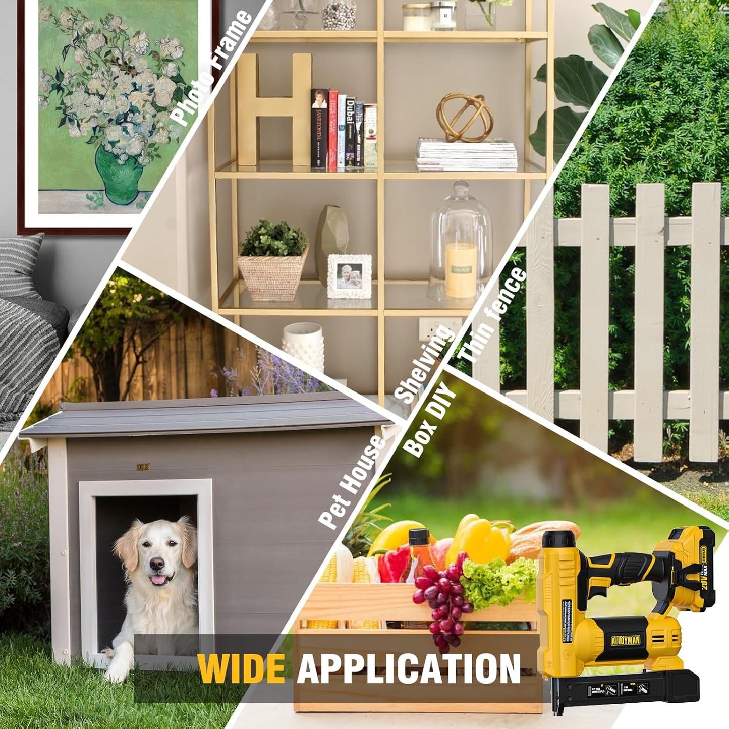 18 Gauge Nail Gun Battery Powered, 2 in 1 Cordless Brad Nailer/Electric Stapler with 2.0Ah Battery and Charger,1000pcs Nails and 500pcs Staples Included for Home Improvement & Woodworking