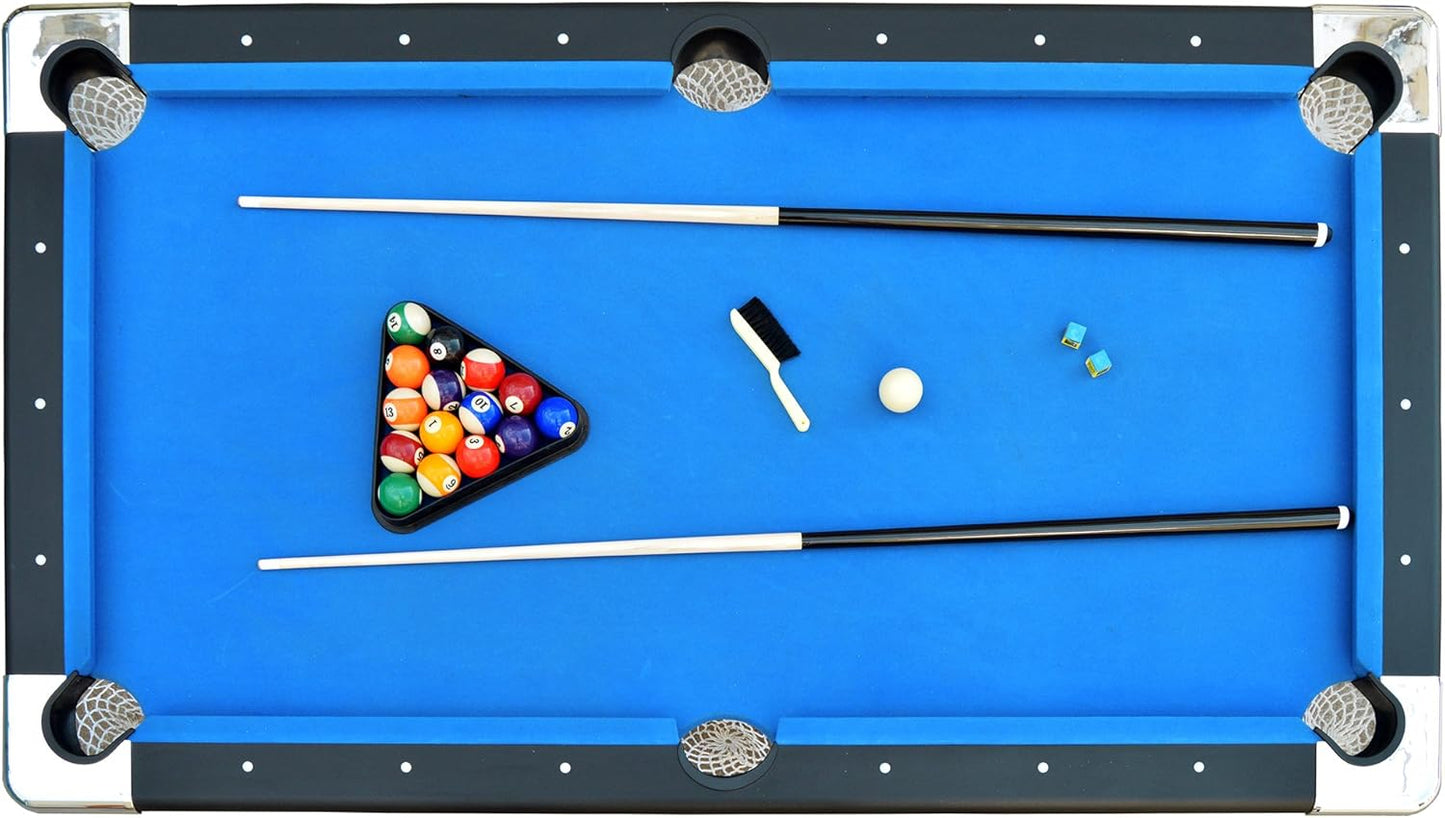 6 Ft Portable Pool Table, Adults Folding Billiards Tables for Game Room with Easy Foldable Storage, Includes Full Set of Billiard Balls, Cues, Chalk & Brush