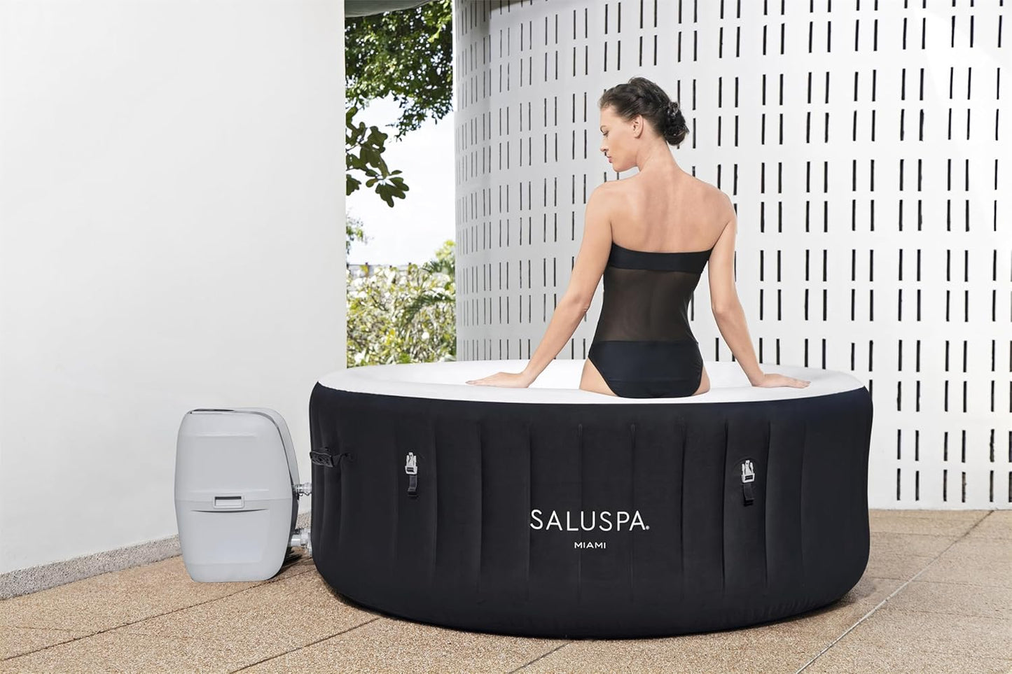Inflatable Hot Tub Spa (71" x 26") | Portable Hot Tub with 2 Covers (1 Energy-Efficient Thermal Cover and 1 Standard Cover) | Fits Up to 2-4 Persons | Black