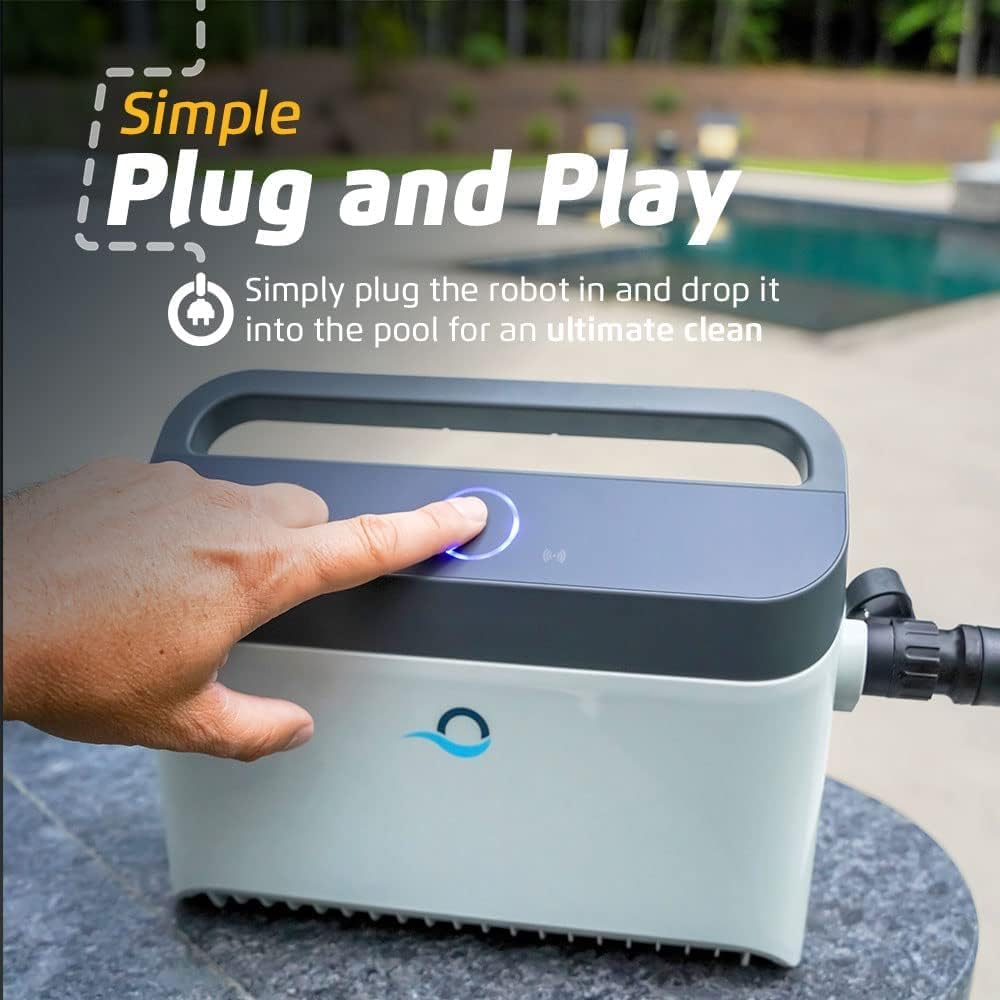 Wi-Fi Automatic Robotic Pool Vacuum Cleaner, Always Cleaning, Never Charging, with Wall Climbing Scrubber Brush, Ideal for In-Ground Pools up to 50 FT in Length