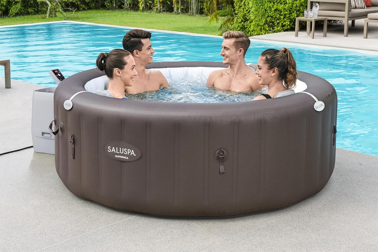 Inflatable Hot Tub Spa (71" x 26") | Portable Hot Tub with 2 Covers (1 Energy-Efficient Thermal Cover and 1 Standard Cover) | Fits Up to 2-4 Persons | Black