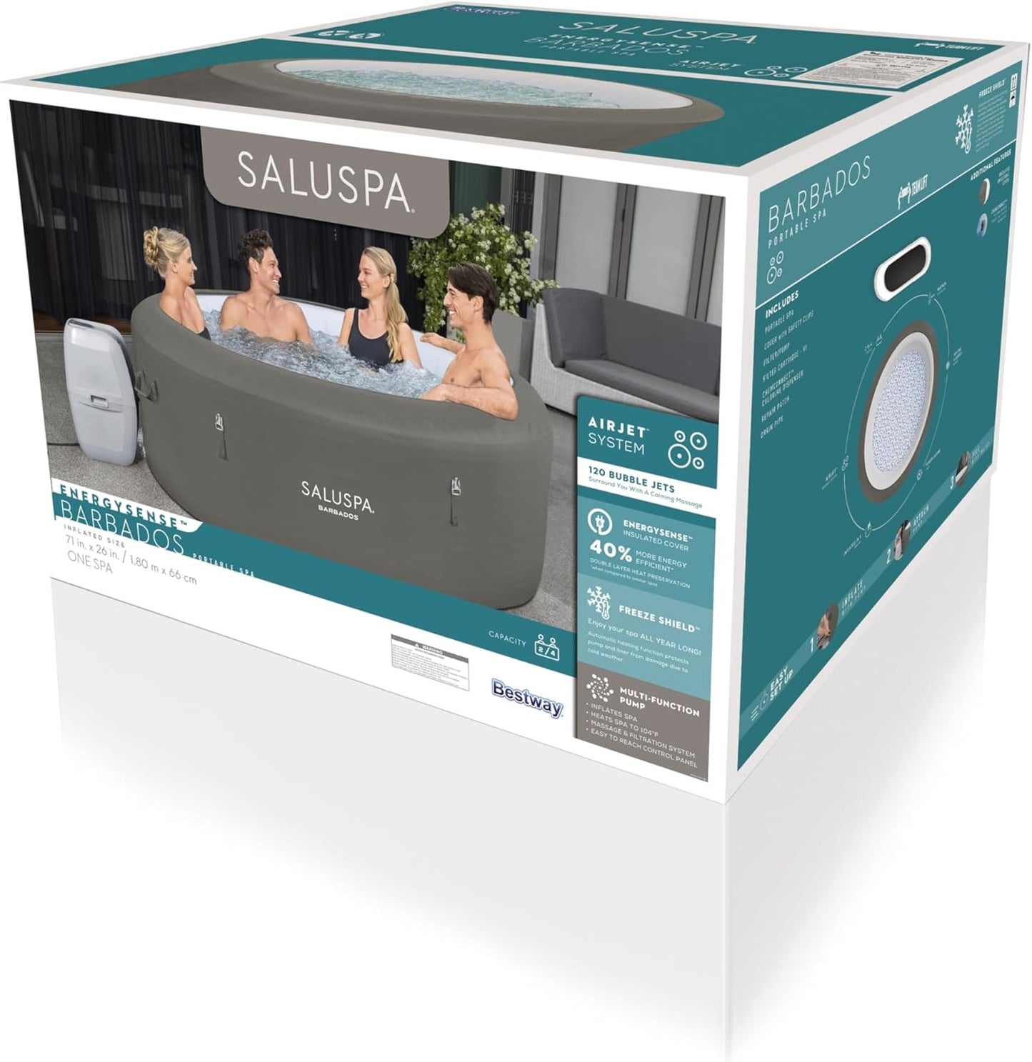 Inflatable Hot Tub Spa (71" x 26") | Portable Hot Tub with 2 Covers (1 Energy-Efficient Thermal Cover and 1 Standard Cover) | Fits Up to 2-4 Persons | Black