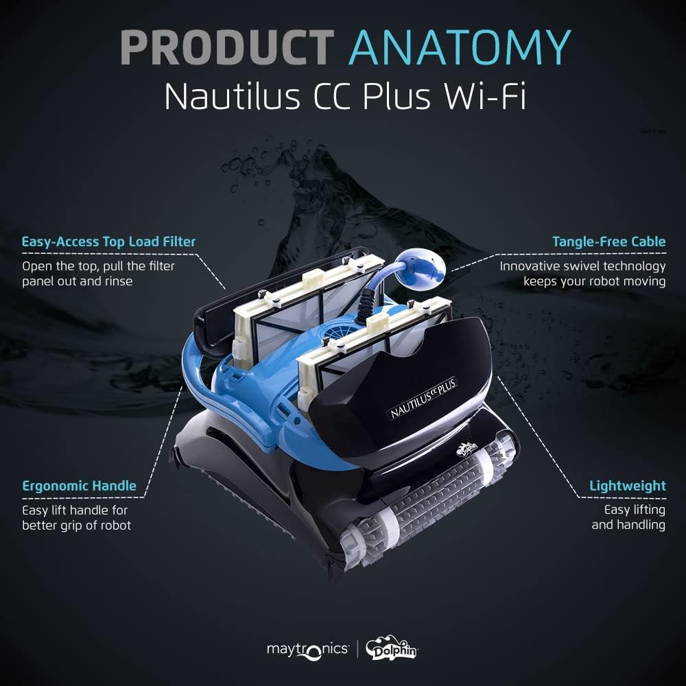 Wi-Fi Automatic Robotic Pool Vacuum Cleaner, Always Cleaning, Never Charging, with Wall Climbing Scrubber Brush, Ideal for In-Ground Pools up to 50 FT in Length
