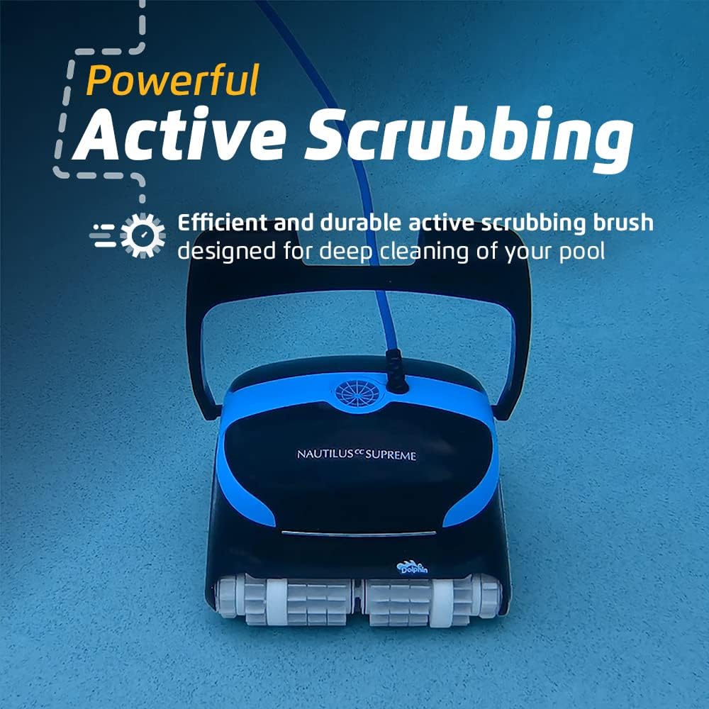 Wi-Fi Automatic Robotic Pool Vacuum Cleaner, Always Cleaning, Never Charging, with Wall Climbing Scrubber Brush, Ideal for In-Ground Pools up to 50 FT in Length