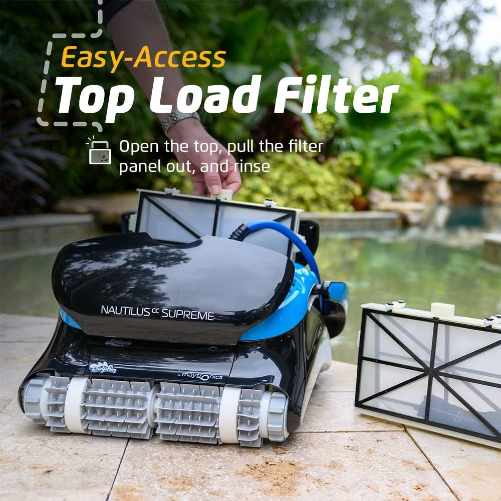 Wi-Fi Automatic Robotic Pool Vacuum Cleaner, Always Cleaning, Never Charging, with Wall Climbing Scrubber Brush, Ideal for In-Ground Pools up to 50 FT in Length