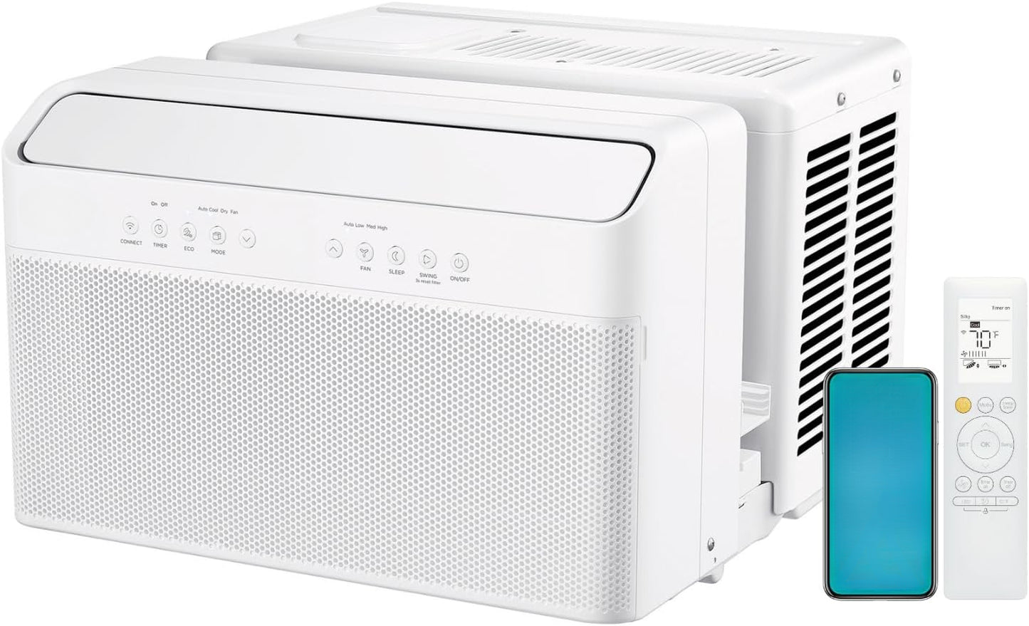 8,000 BTU U-Shaped Smart Inverter Air Conditioner – Cools up to 350 Sq. Ft., Ultra Quiet with Open Window Flexibility, Compatible with Alexa, 35% Energy Savings, Remote Control